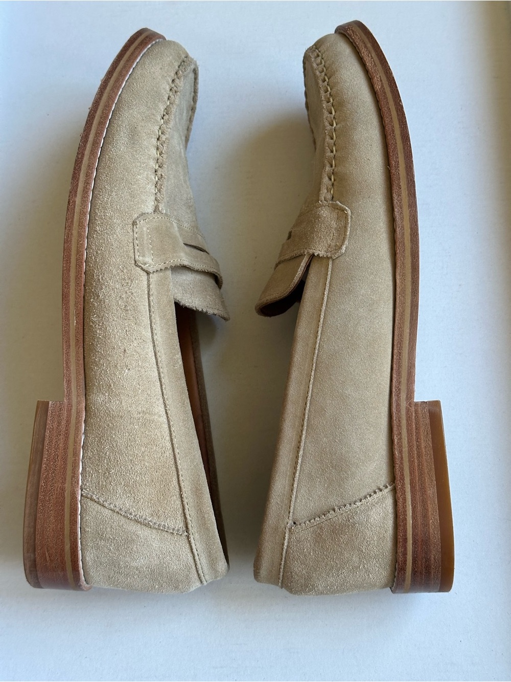 Allen Edmonds Men's Tan Suede Penny Loafers - Picture 6 of 16